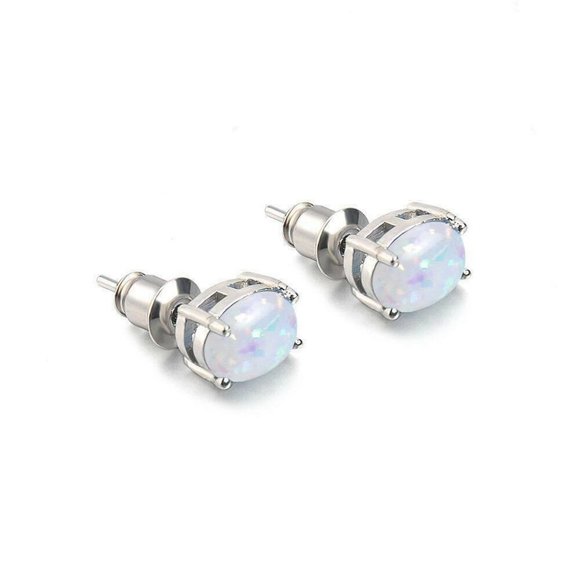 NWOT Stunning White Triplet Opal Oval Studs - Picture 3 of 14